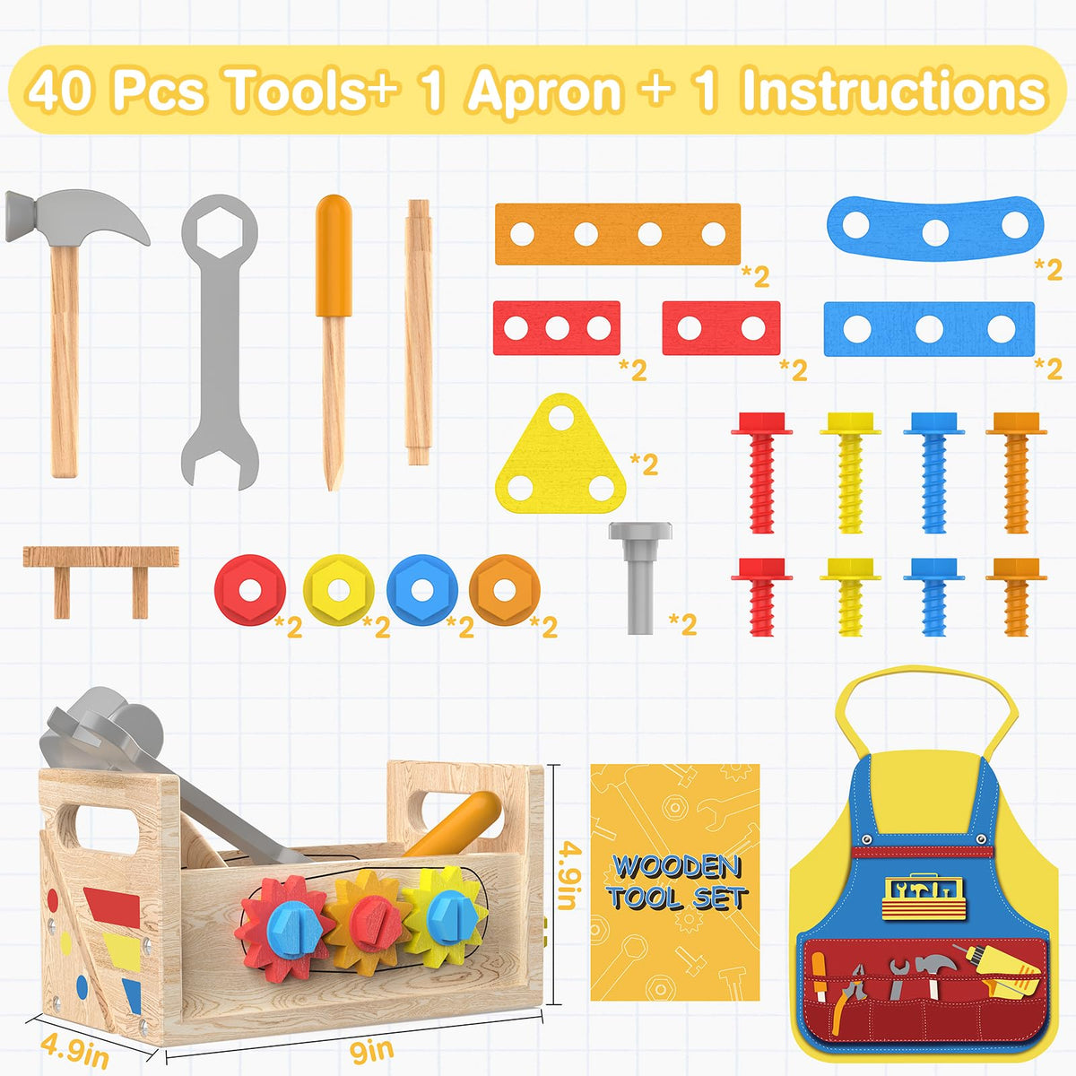 JOYSINTOY hammer and screwdriver set for hands-on STEM-inspired pretend play.