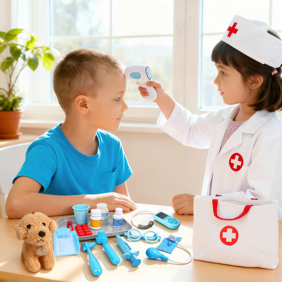 JOYSINTOY stethoscope enables realistic checks during pretend medical visits.