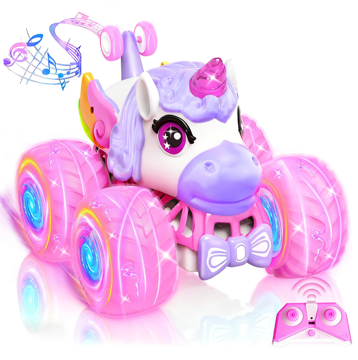 JOYSINTOY unicorn RC car with 360-degree spin for imaginative indoor play