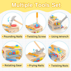 JOYSINTOY wooden wrench enhances pretend construction and spatial awareness.