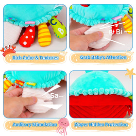 JoySpark Crab crinkle and squeak sounds enrich sensory play.