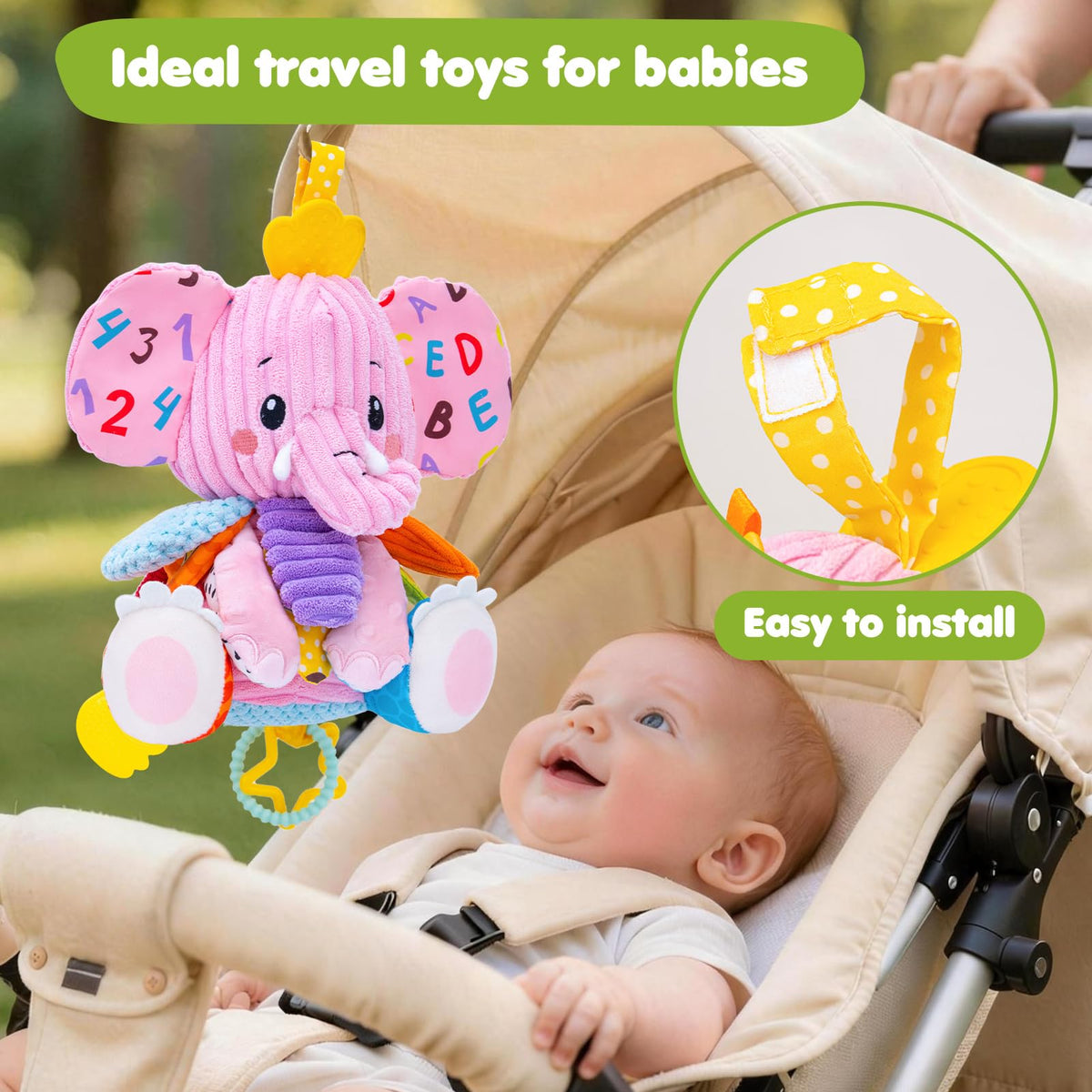 JoySpark Elephant Soft Plush Fabric offers cuddle-friendly comfort.