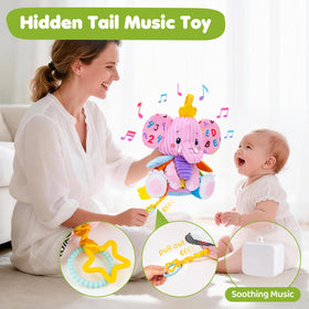 JoySpark Elephant Textured Flaps with Fruits foster cause-and-effect play.