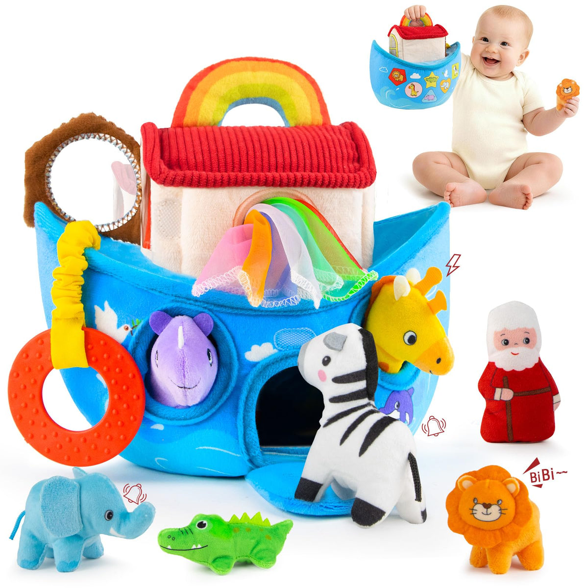 JoySpark Noah's Ark toy with ark door open for easy access and exploration.