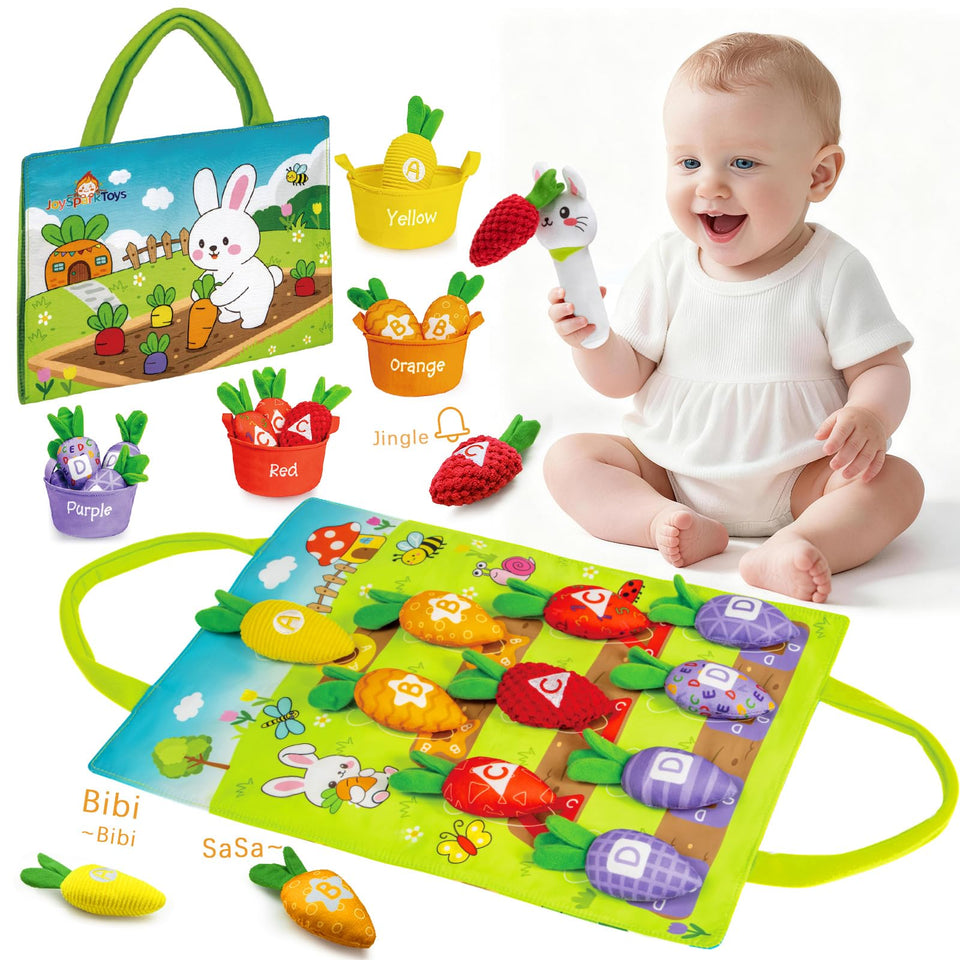 JoySpark Toys Rabbit Harvest Tote keeps play pieces organized for on-the-go fun.