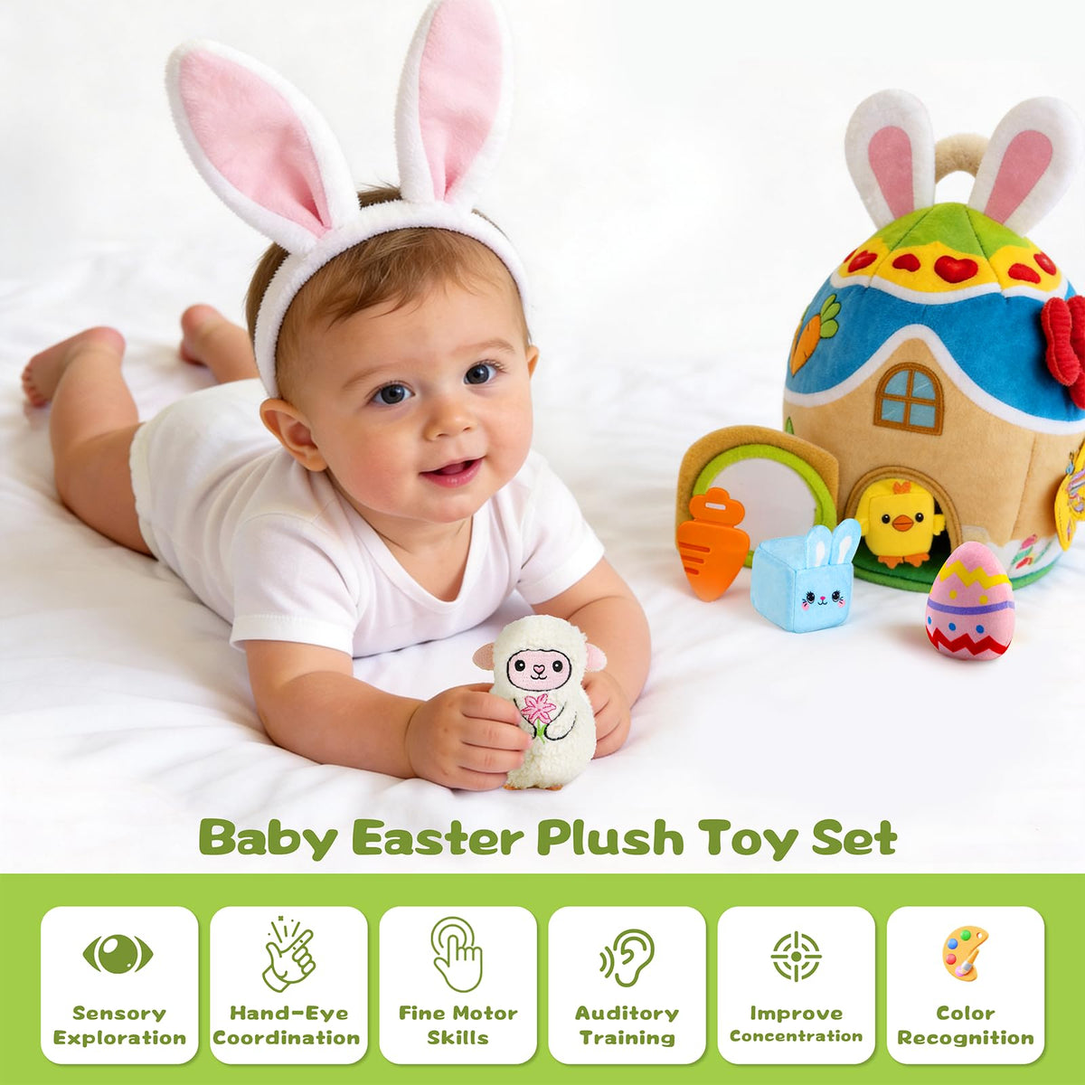 JoySpark Toys bunny buddies with high-contrast colors for visual exploration