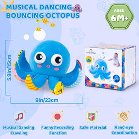 JoySpark Toys dual-mode octopus play supports music and voice repetition.