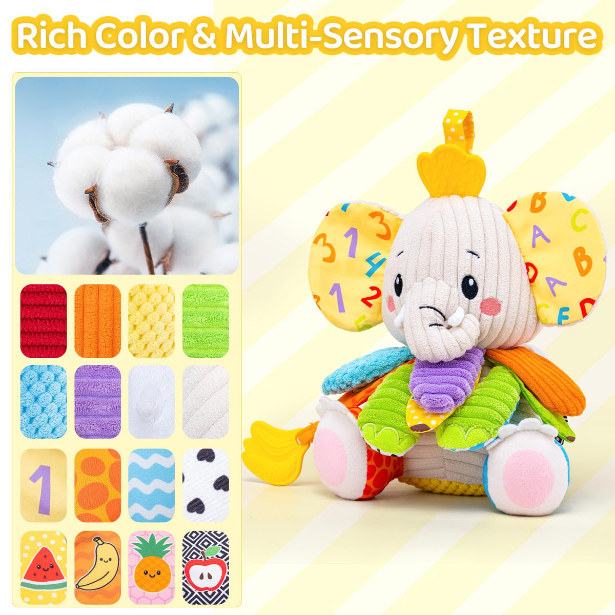 JoySpark Toys elephant soft plush provides cozy cuddle moments for babies