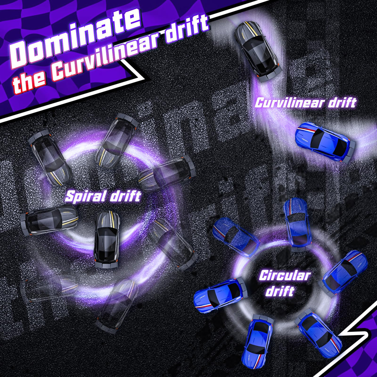 JoySpark Toys 2-speed mode enables fast laps or careful drifts