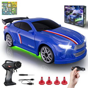 JoySpark Toys mini RC drift car side view, showing precise control for smooth drifting.