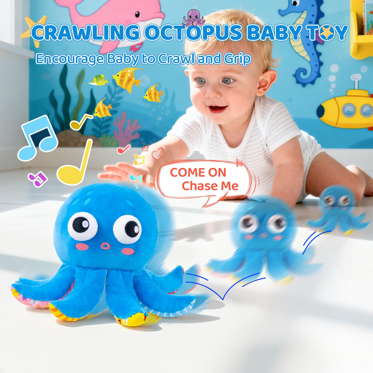 JoySpark Toys octopus with 50 songs promotes early musical awareness during play.