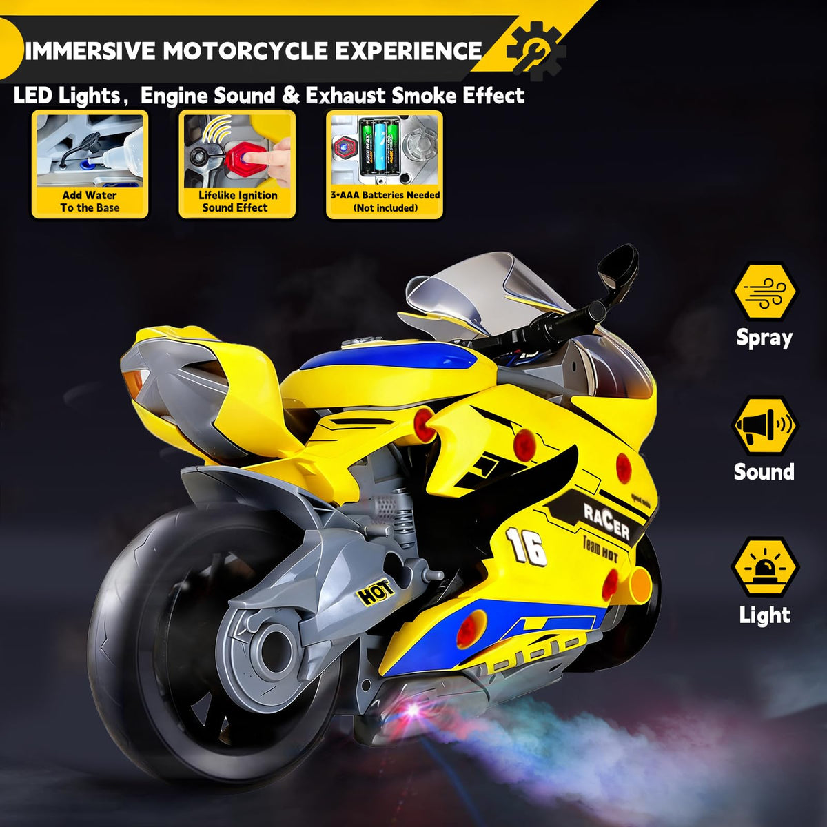 JoySpark Toys realistic ignition sounds evoke authentic engine startup during play