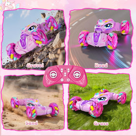 JoySpark Unicorn RC Stunt Car with LED lights and music for lively evenings