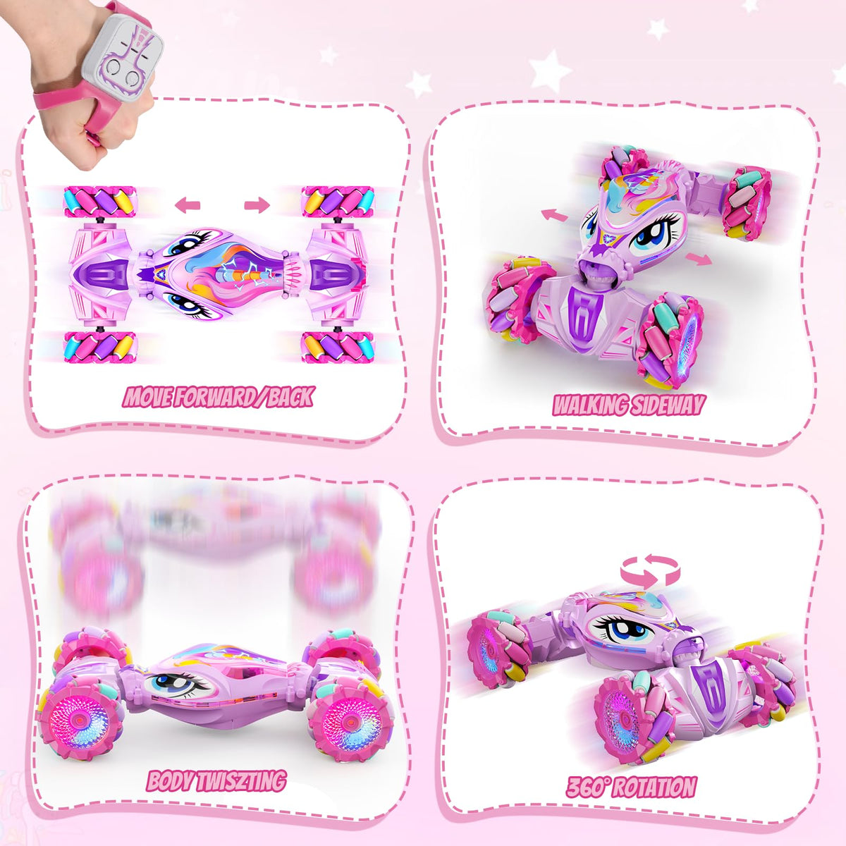 JoySpark Unicorn RC Stunt Car 2.4GHz remote for precise long-range control