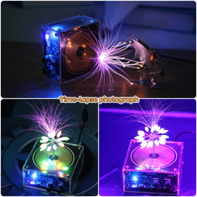 Joytech BT Music Tesla Coil discharge arc close-up showcases dramatic plasma.