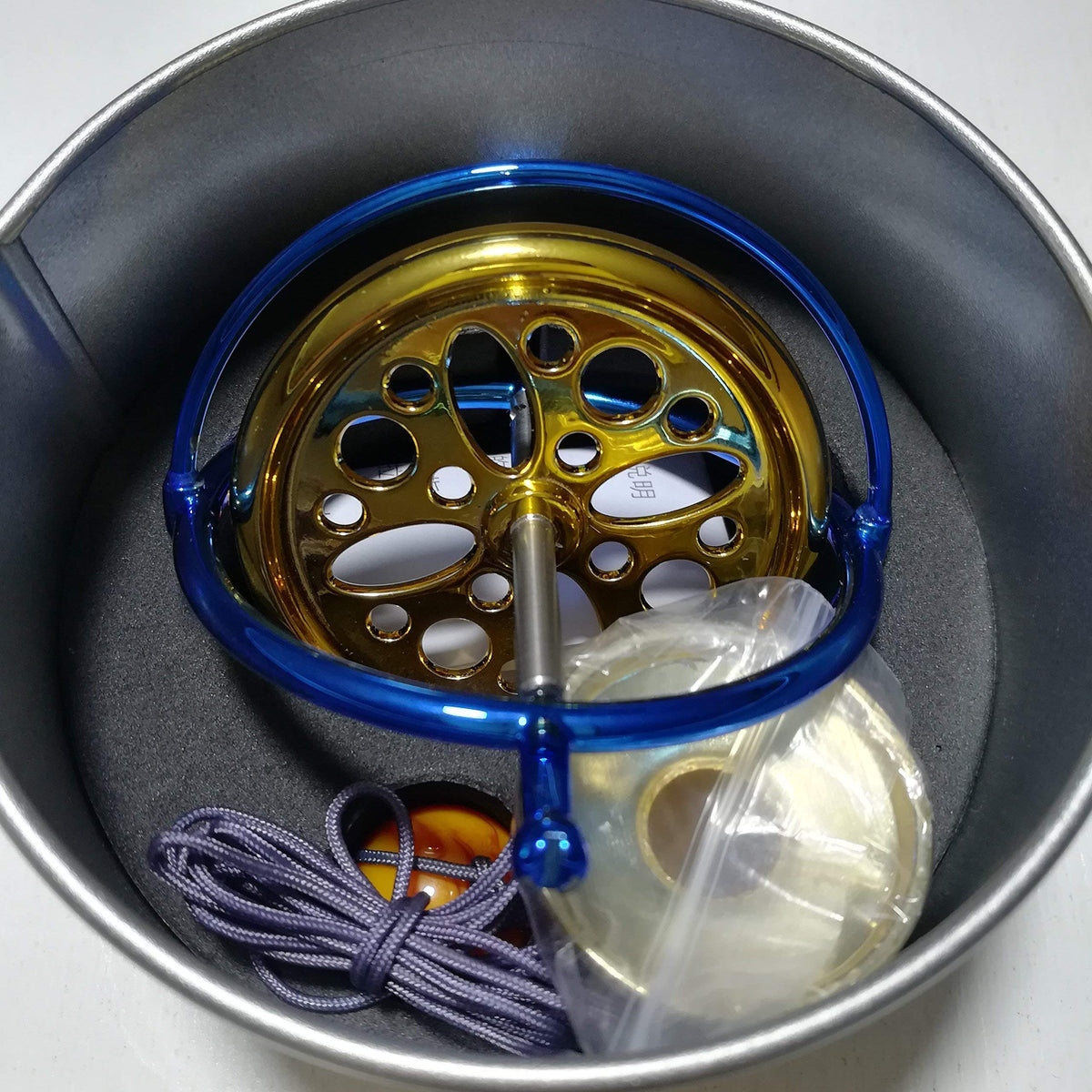 Joytech gyroscope laser-cut shell highlighting craftsmanship and sleek style