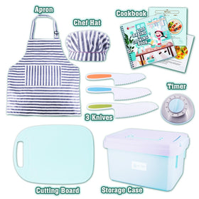 JoyTown apron and chef hat for kid-friendly role play.