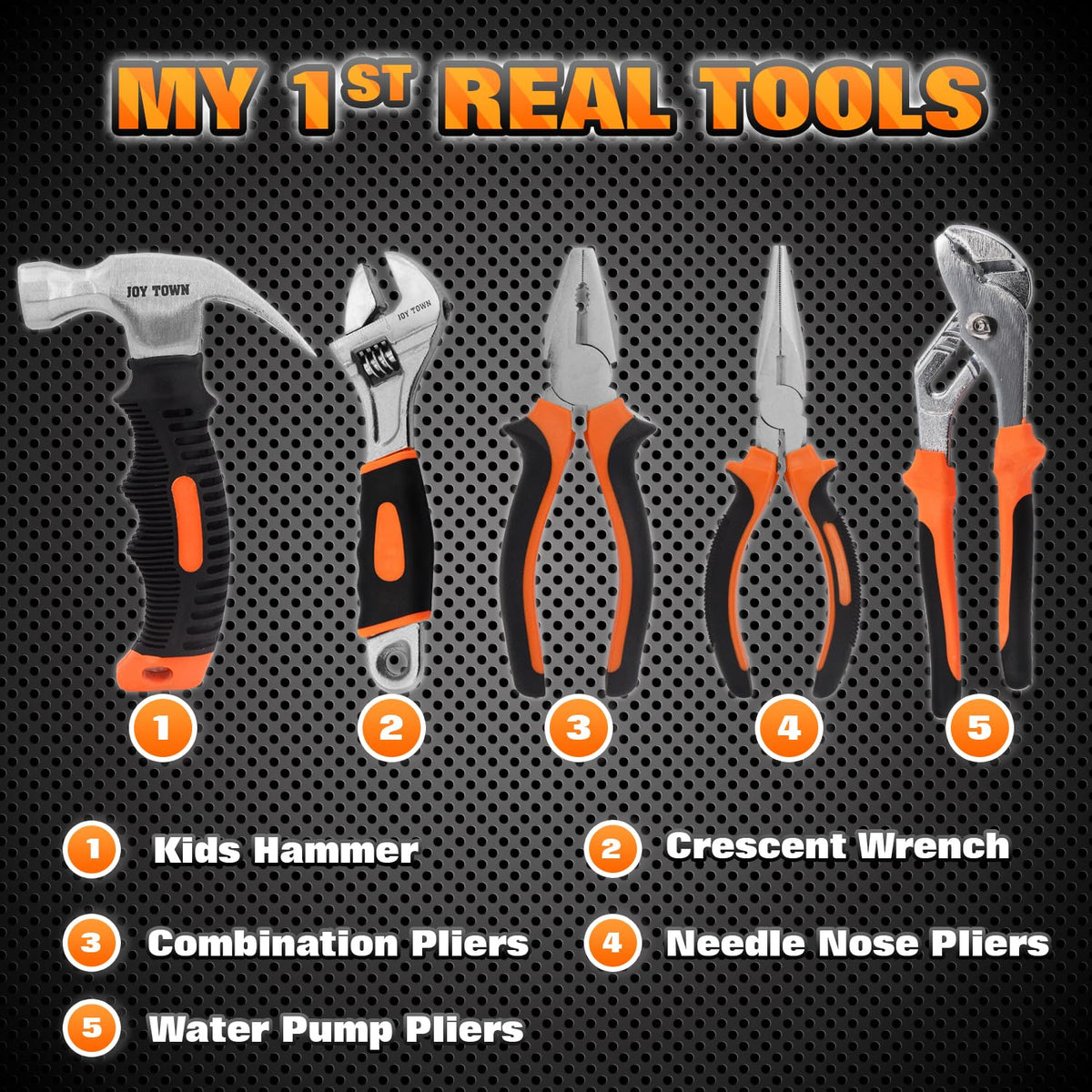 JoyTown Kids Real Tool Set pliers for precise grip during projects.