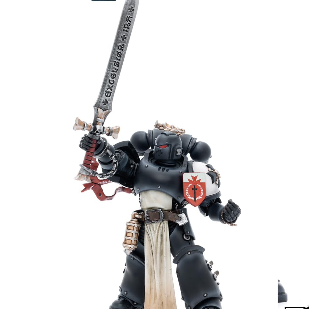 JOYTOY 1/18 Black Templars Rolantus articulation close-up highlighting joints.