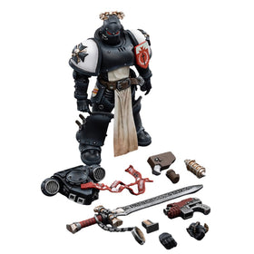 JOYTOY 1/18 Black Templars Rolantus on display with other figures for collection.