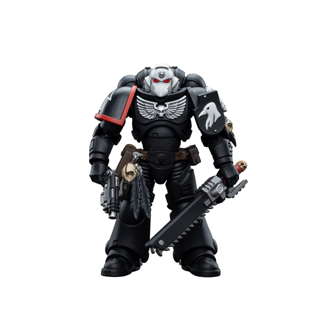 JOYTOY Raven Guard Intercessors Sergeant Rychas figure in dynamic pose for display.