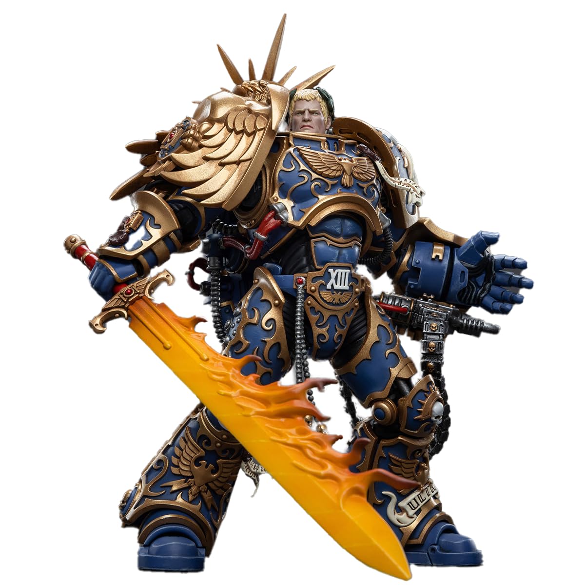 JOYTOY Ultramarines Guilliman figure fully articulated for dynamic posing.