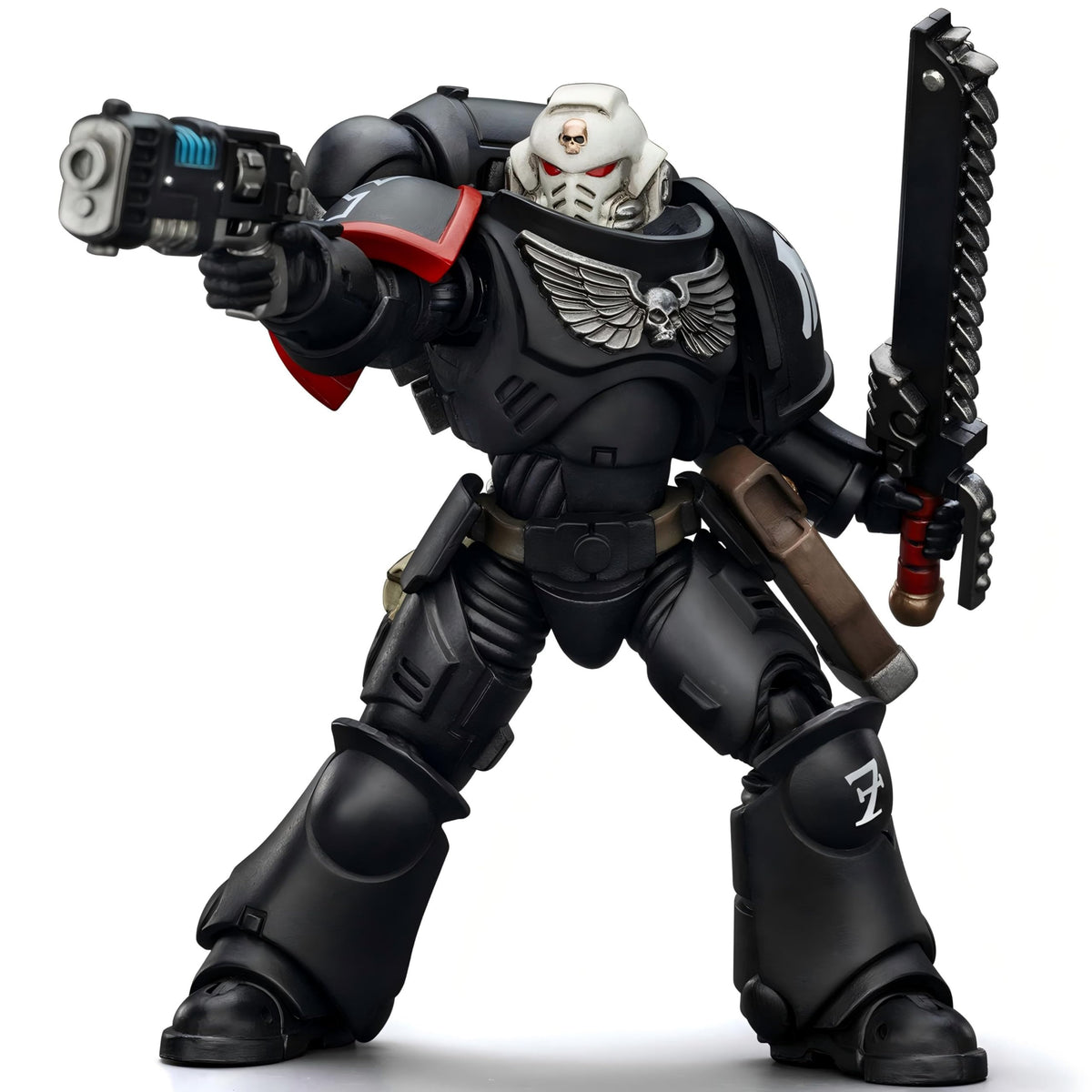 JOYTOY Raven Guards Ashan poseable figure in dynamic stance for versatile shelves.