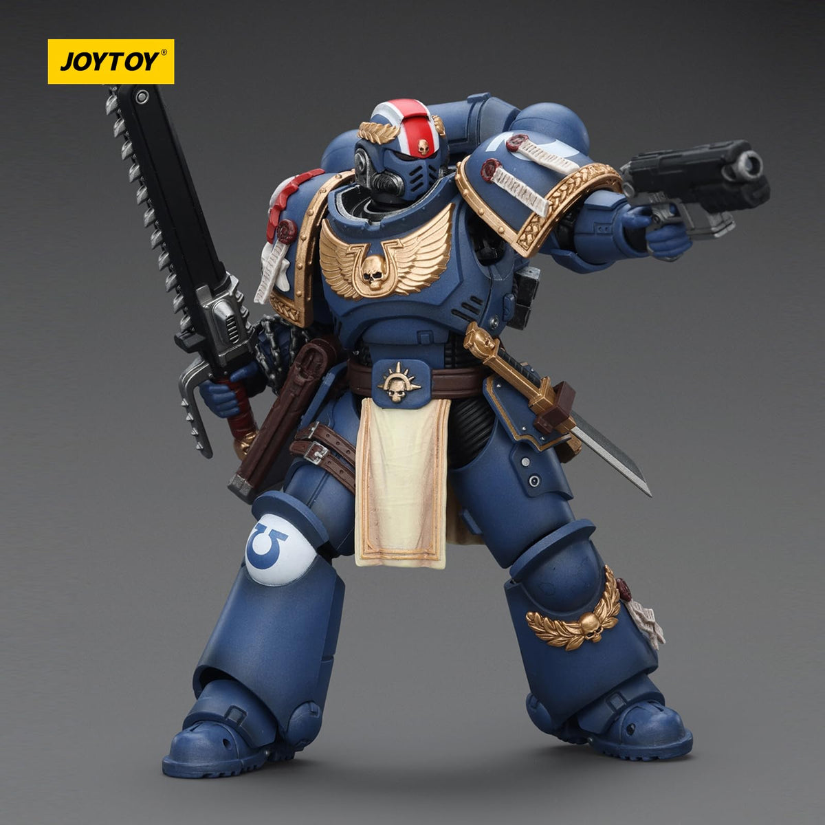 JOYTOY Ultramarines Titus weathered color coating with retro-war look.