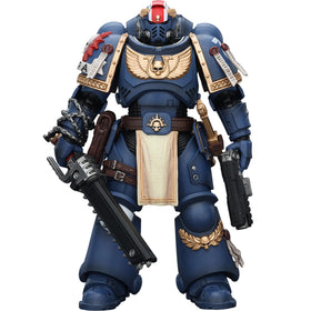 JOYTOY Ultramarines Titus figure front view, display-ready collection.