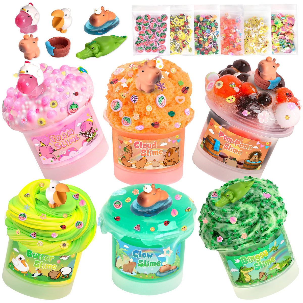 Joytry Capybara Slime Kit cloud texture for fluffy stretch and calming play.
