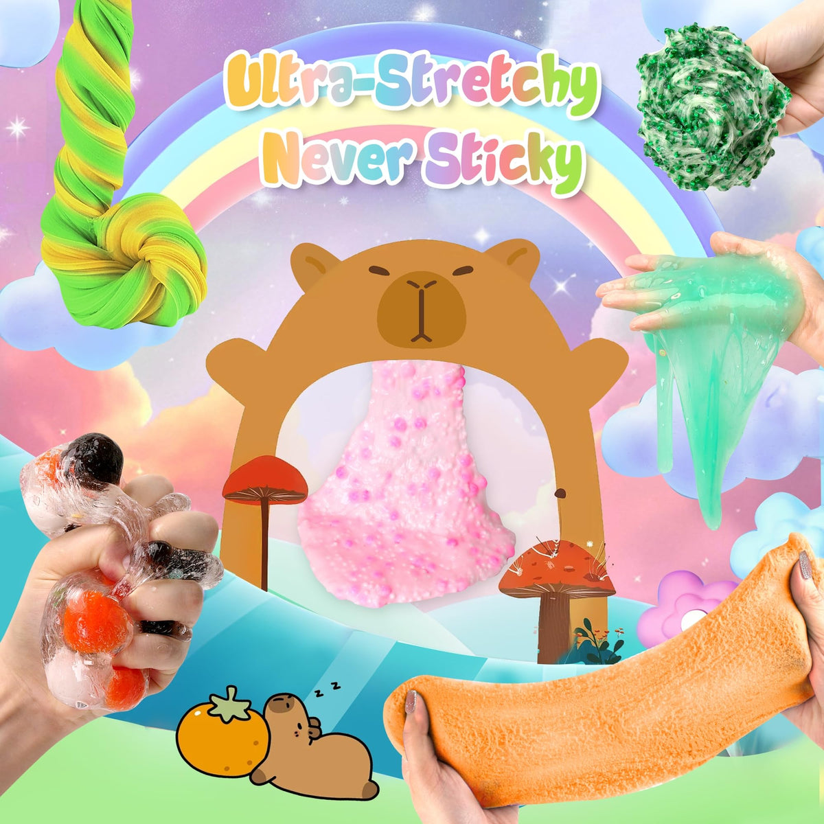 Joytry Capybara Slime Kit foam texture delivers crunchy, satisfying pops.
