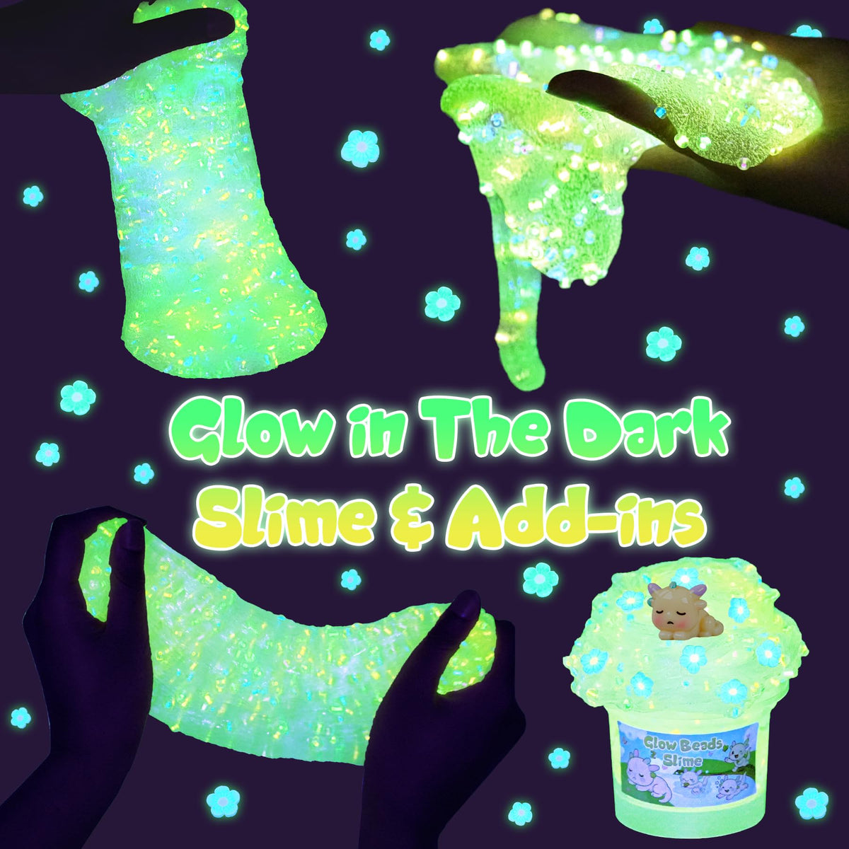 Joytry glow-in-the-dark slime glowing for nighttime play.