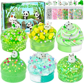 Joytry Panda Slime Pack with green panda charms for colorful sensory play