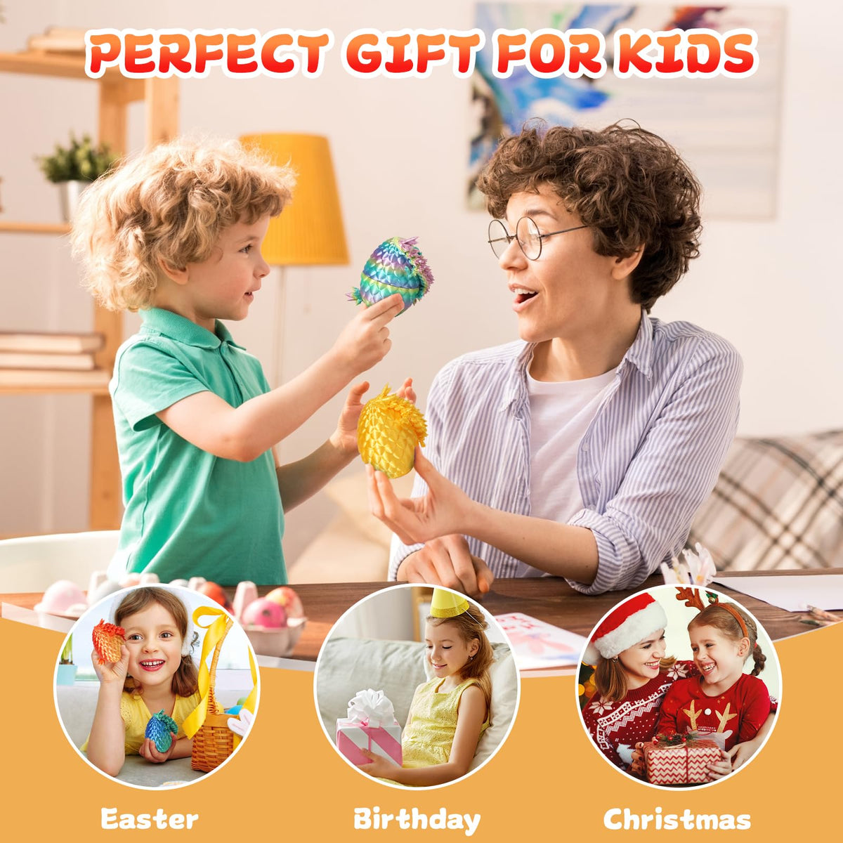 Joyvilla dragon egg set featuring detailed tail for imaginative play.