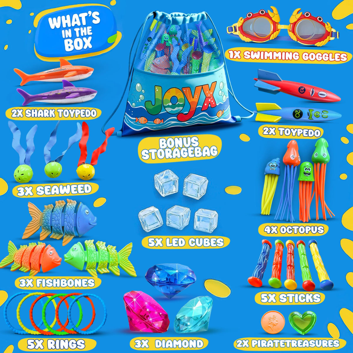 JoyX diving sticks guide kids through underwater retrieval drills