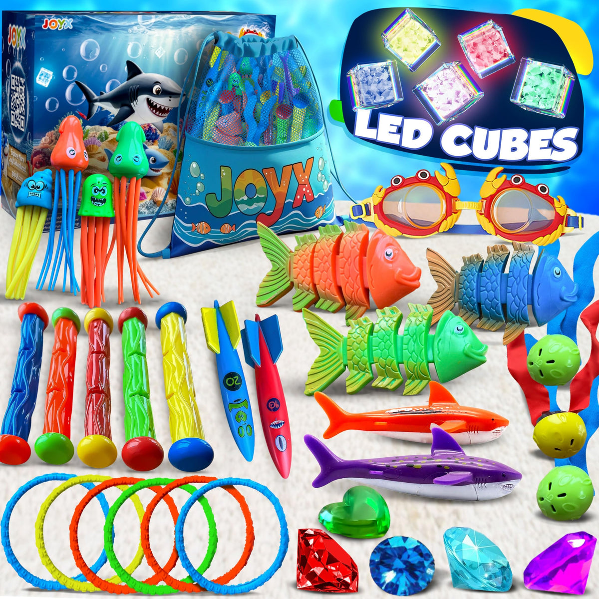 JoyX LED light cubes illuminate night swims and learning play