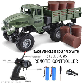 JPJCOOY RC Military Truck 6x6 featuring two batteries for longer play sessions