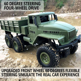 JPJCOOY RC Military Truck 6x6 climbing over grass and sand terrain
