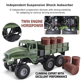 JPJCOOY RC Military Truck 6x6 remote controller in use for kids' play