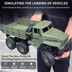 JPJCOOY RC Military Truck 6x6 wheels and tires on varied terrain