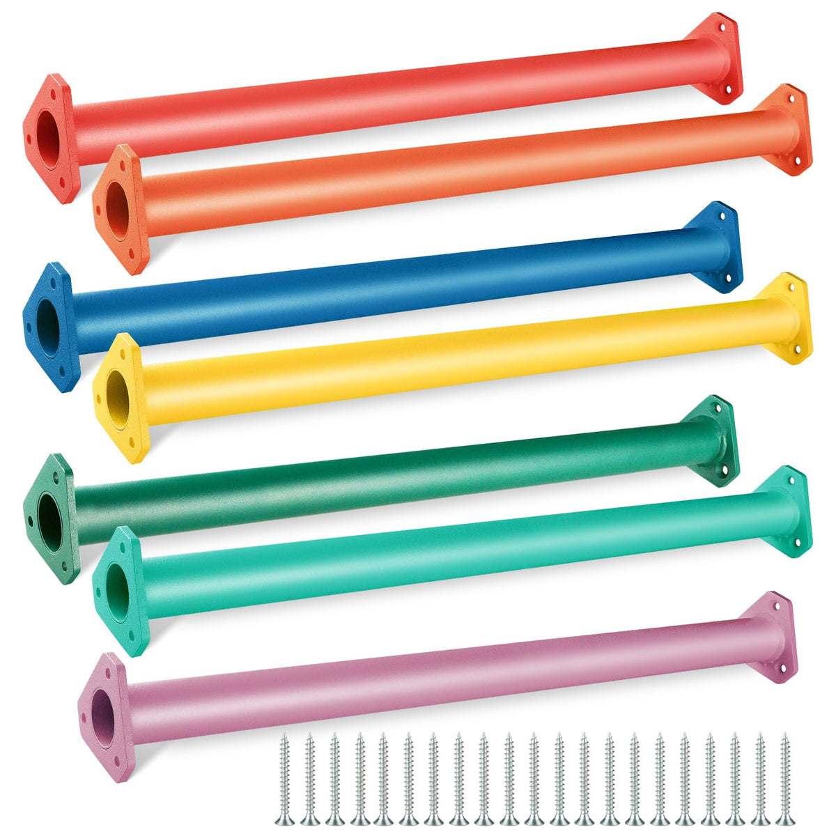 JPOIP green seven-color monkey bar for backyard climbing with durable steel