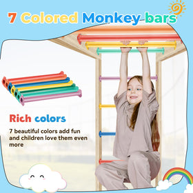 JPOIP yellow seven-color monkey bar for indoor or outdoor play with rust-resistant coating