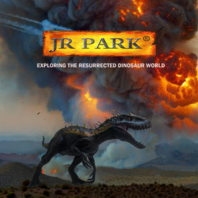 JR PARK Tyrannosaurus Rex toy with detailed skin texture for realism.