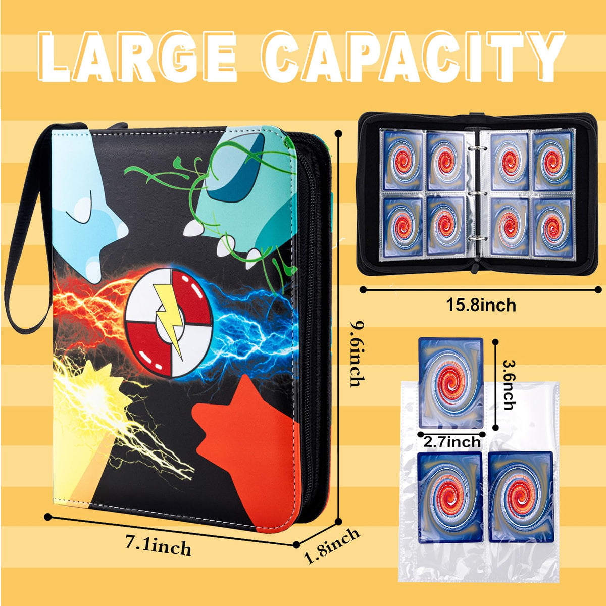 Jravkfi 3-ring zipper binder securely stores trading cards