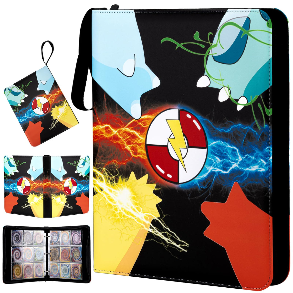 Jravkfi card binder 9-pocket front view showing durable PU leather and secure zipper for safe storage.