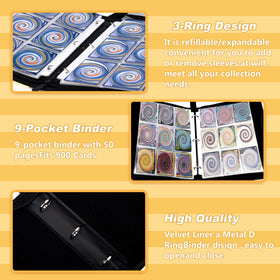 Jravkfi card binder 9-pocket detachable rings support customization and expansion.