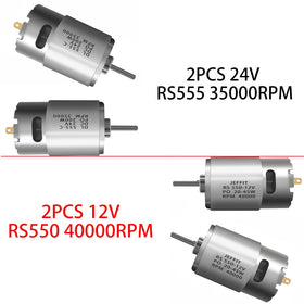 JRRXM 24VRS555 motor at 35000rpm, enabling higher voltage speed options.