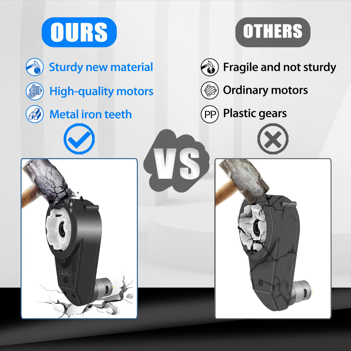 JRRXM gearbox exterior shell with reinforced composite materials for longer life