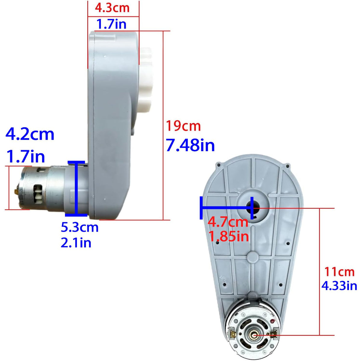 JRRXM motor-diameter-40mm detail emphasizes sturdy build for 24V use.