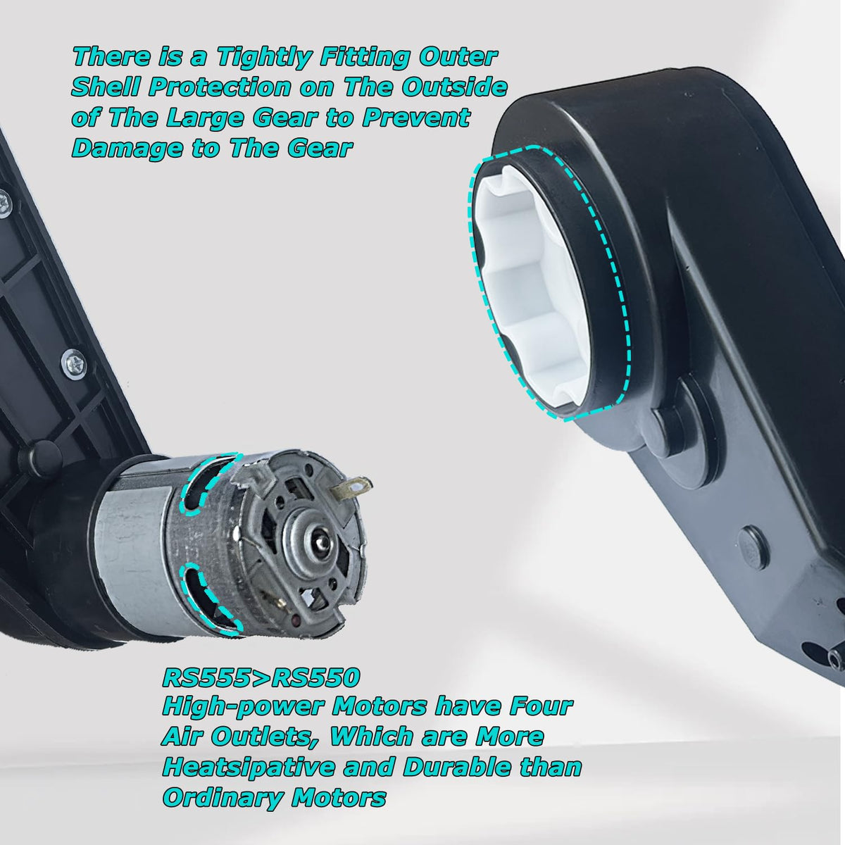 JRRXM RS555 gearbox four‑hole cooling for stable performance